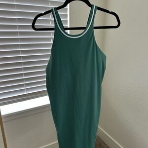 Vuori Teal Green Tank Dress with White Trim